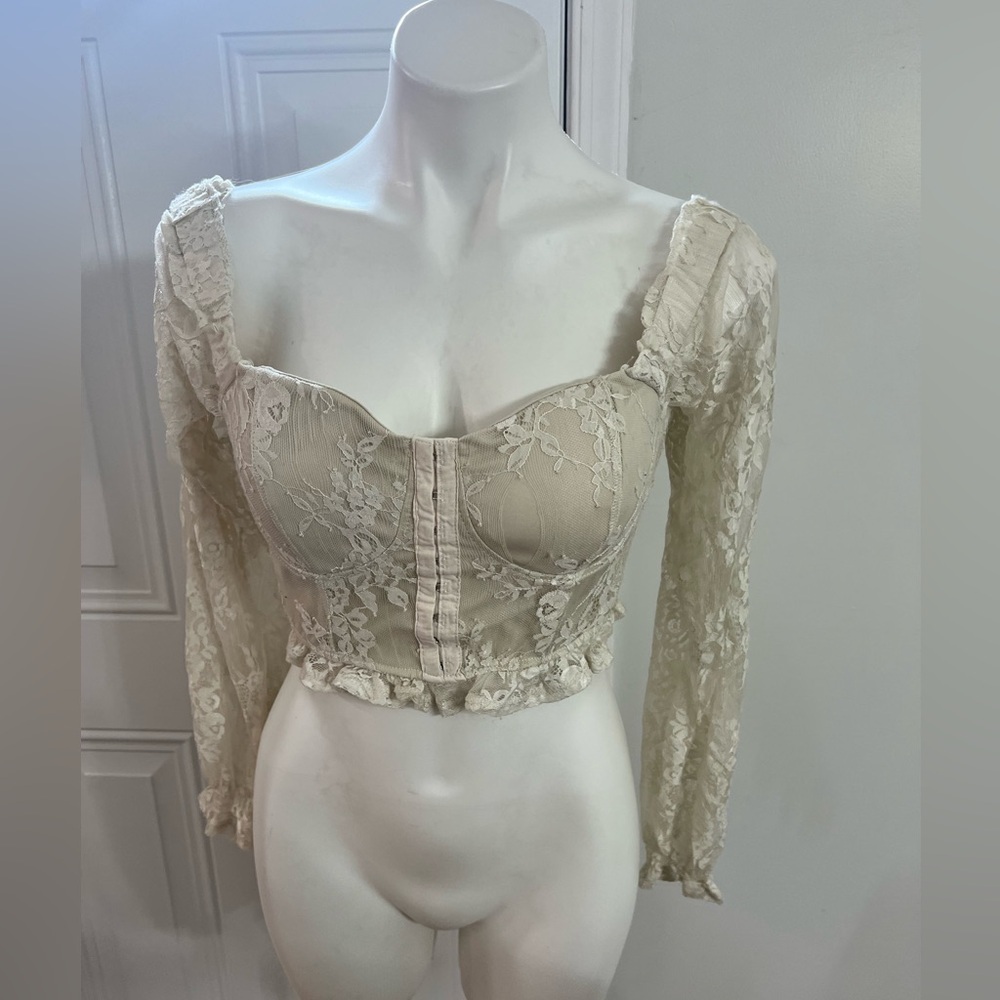 Almost Famous Cream Lace Crop Top